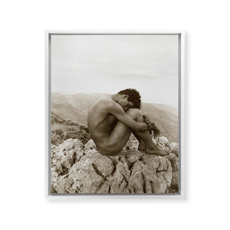 Caino' Male Nude black and white photograph / black and white photography by Wilhem von Gloeden Framed Canvas Print