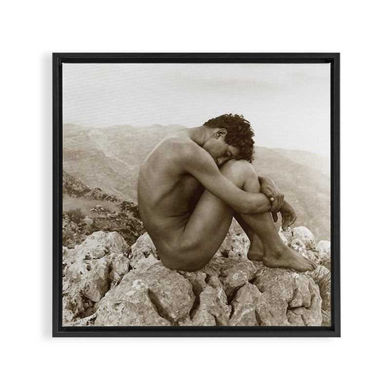 Caino' Male Nude black and white photograph / black and white photography by Wilhem von Gloeden Framed Canvas Print