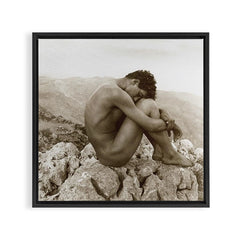 Caino' Male Nude black and white photograph / black and white photography by Wilhem von Gloeden Framed Canvas Print