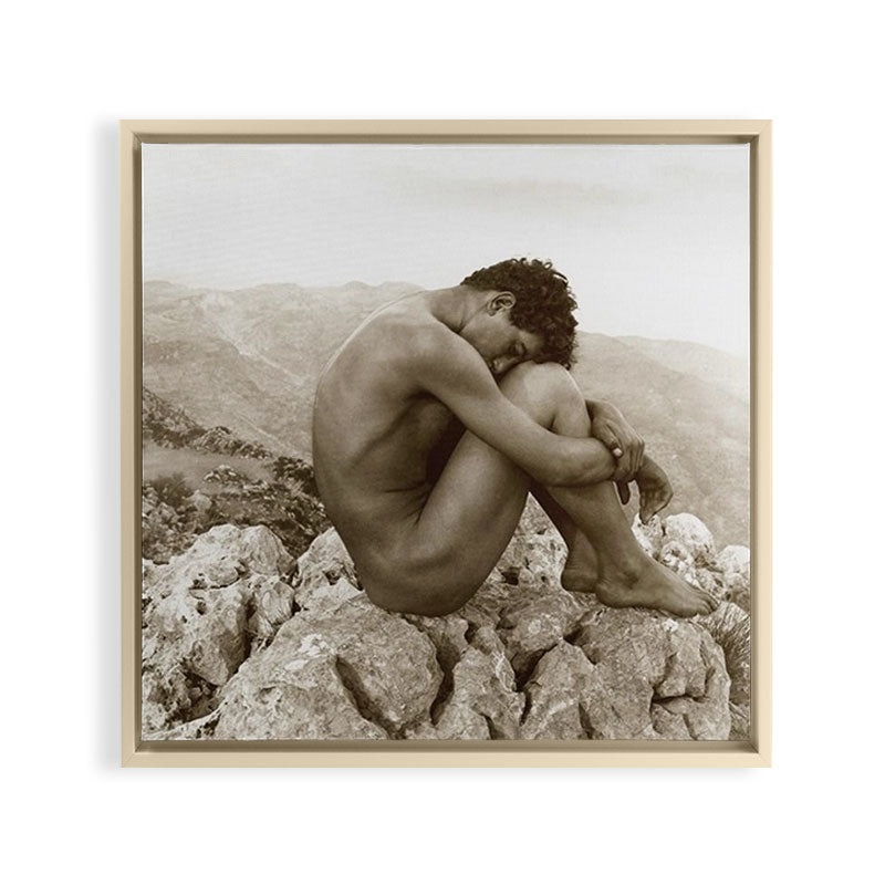 Caino' Male Nude black and white photograph / black and white photography by Wilhem von Gloeden Framed Canvas Print