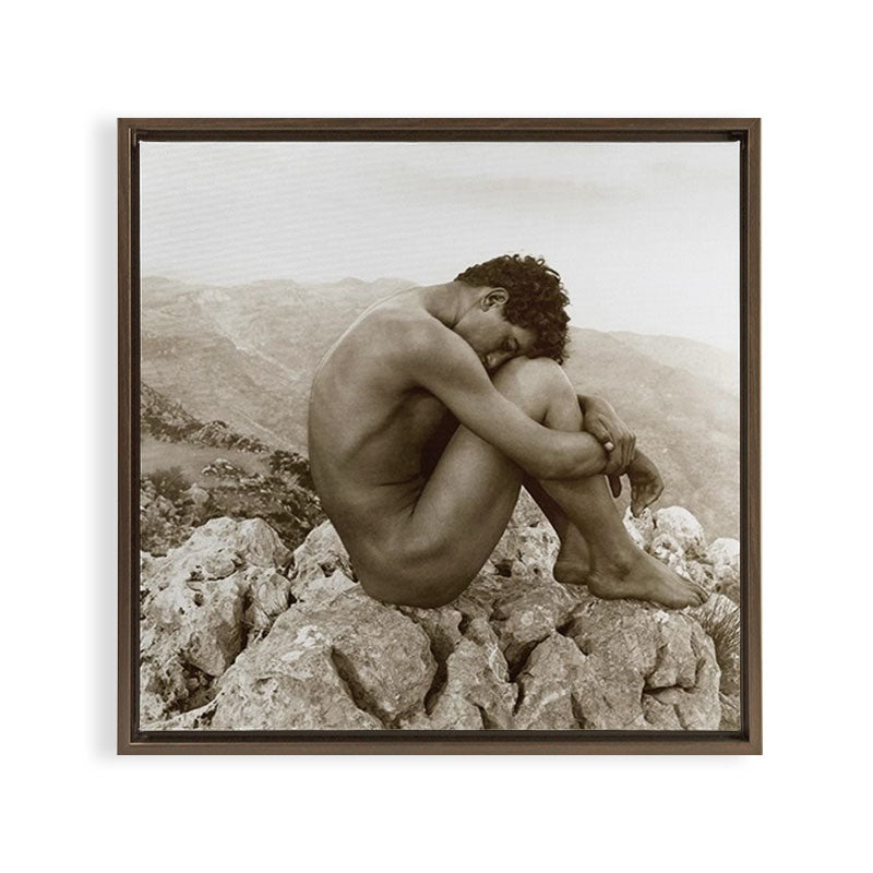 Caino' Male Nude black and white photograph / black and white photography by Wilhem von Gloeden Framed Canvas Print