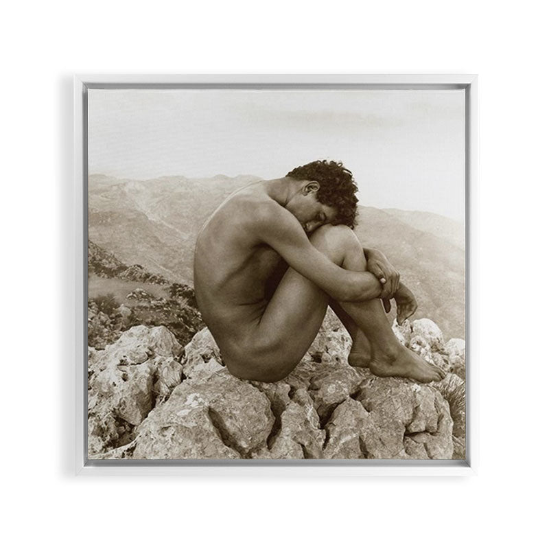 Caino' Male Nude black and white photograph / black and white photography by Wilhem von Gloeden Framed Canvas Print