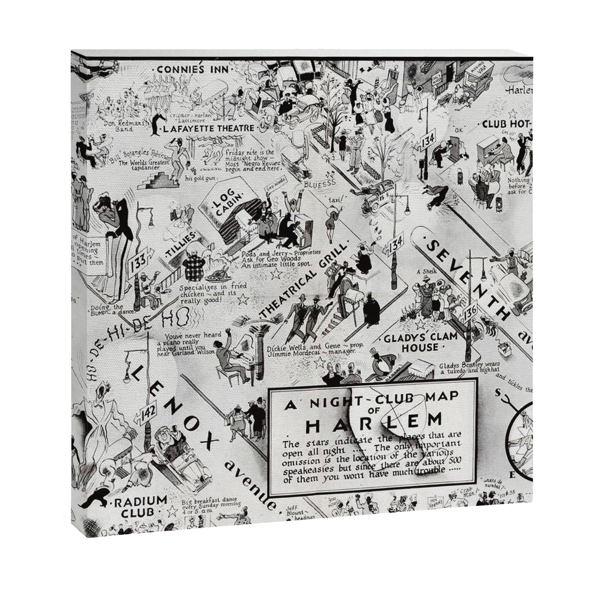 1932 Night-Club Map of Harlem, NY Centerfold from Manhattan Weekly by Elmer Simms Campbell Canvas Print