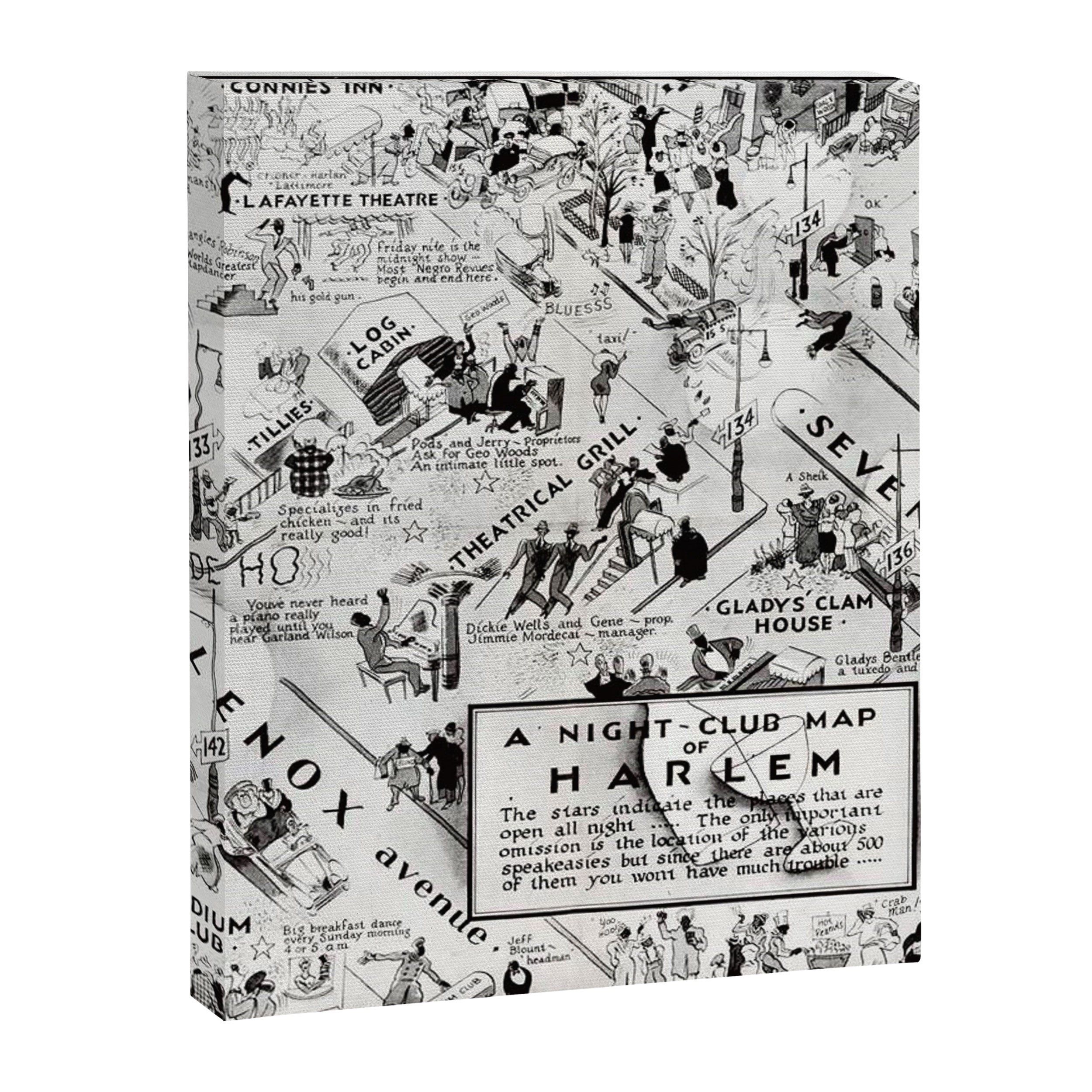 1932 Night-Club Map of Harlem, NY Centerfold from Manhattan Weekly by Elmer Simms Campbell Canvas Print