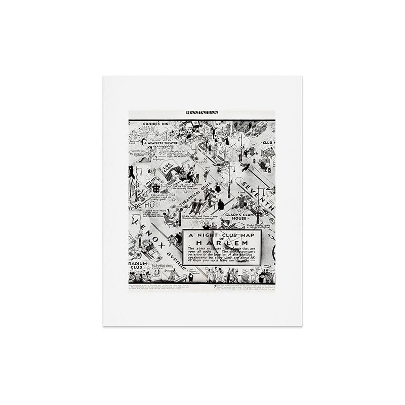 1932 Night-Club Map of Harlem, NY Centerfold from Manhattan Weekly by Elmer Simms Campbell Art Print