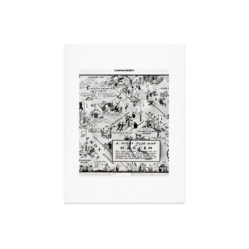 1932 Night-Club Map of Harlem, NY Centerfold from Manhattan Weekly by Elmer Simms Campbell Art Print