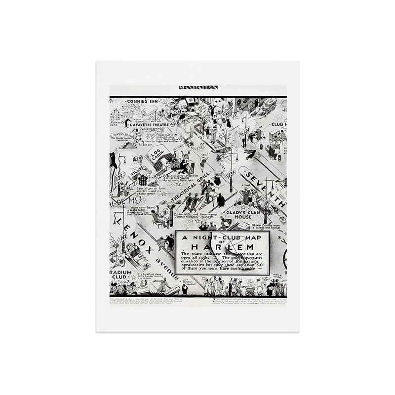 1932 Night-Club Map of Harlem, NY Centerfold from Manhattan Weekly by Elmer Simms Campbell Art Print