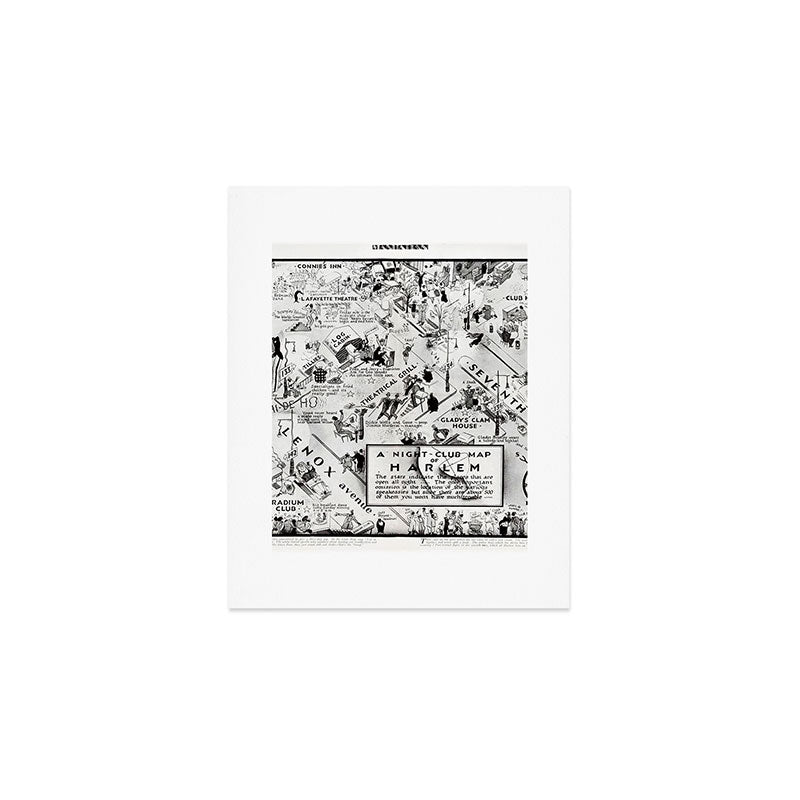 1932 Night-Club Map of Harlem, NY Centerfold from Manhattan Weekly by Elmer Simms Campbell Art Print