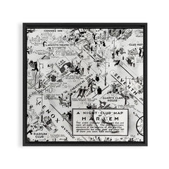 1932 Night-Club Map of Harlem, NY Centerfold from Manhattan Weekly by Elmer Simms Campbell Framed Canvas Print