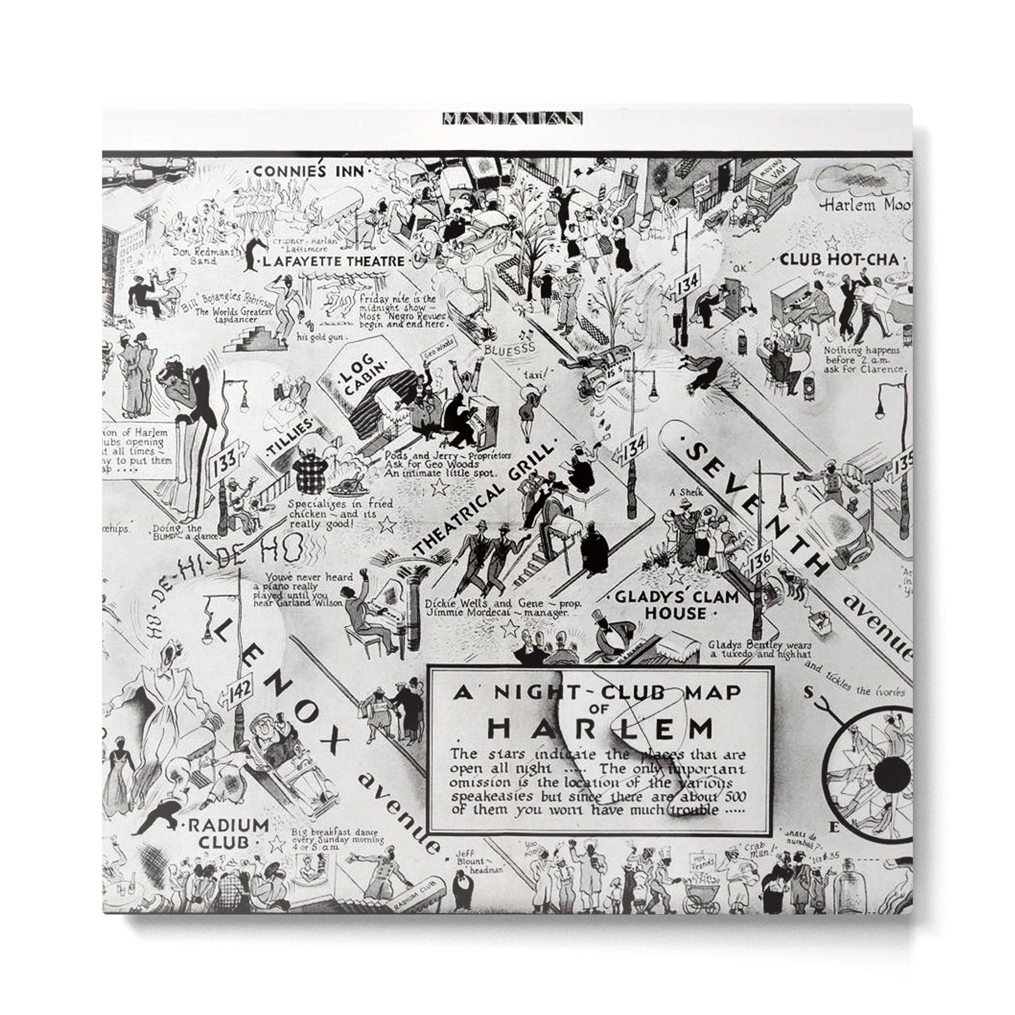 1932 Night-Club Map of Harlem, NY Centerfold from Manhattan Weekly by Elmer Simms Campbell Metal Print