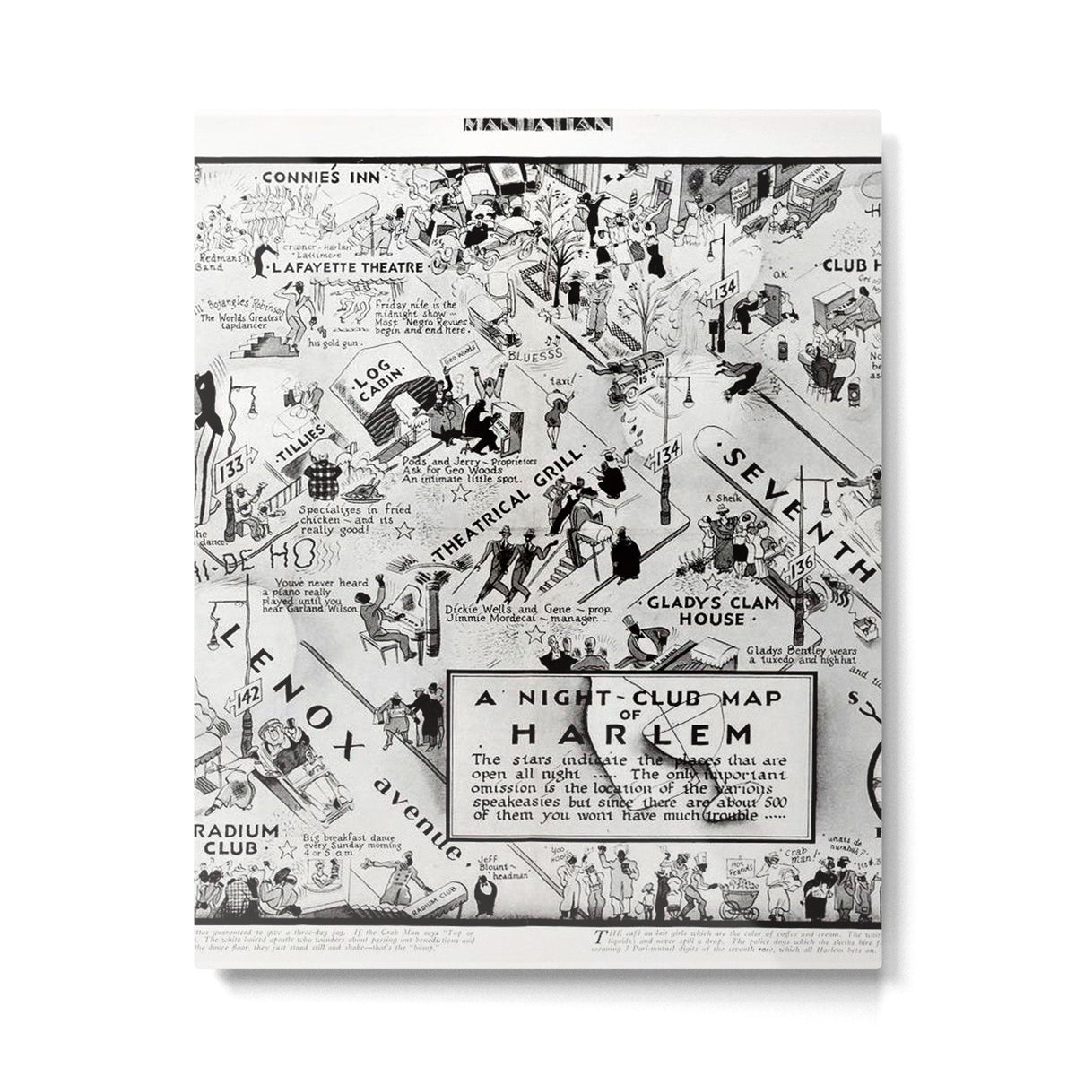 1932 Night-Club Map of Harlem, NY Centerfold from Manhattan Weekly by Elmer Simms Campbell Metal Print