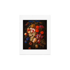 A festoon of fruit hanging from a blue ribbon 1670 still life portrait painting by Cornelis de Heem Art Print