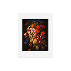 A festoon of fruit hanging from a blue ribbon 1670 still life portrait painting by Cornelis de Heem Art Print