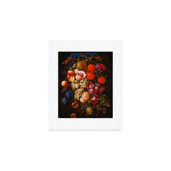 A festoon of fruit hanging from a blue ribbon 1670 still life portrait painting by Cornelis de Heem Art Print