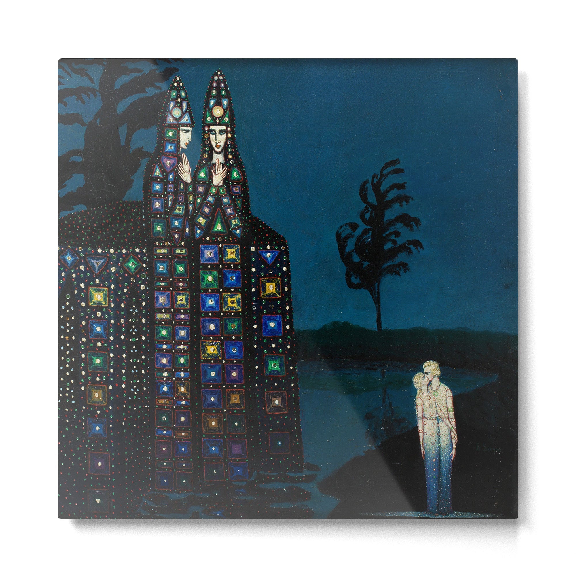 Confirmation of Love,' Magical Realism Portrait Painting by Boles����aw Biegas Metal Print