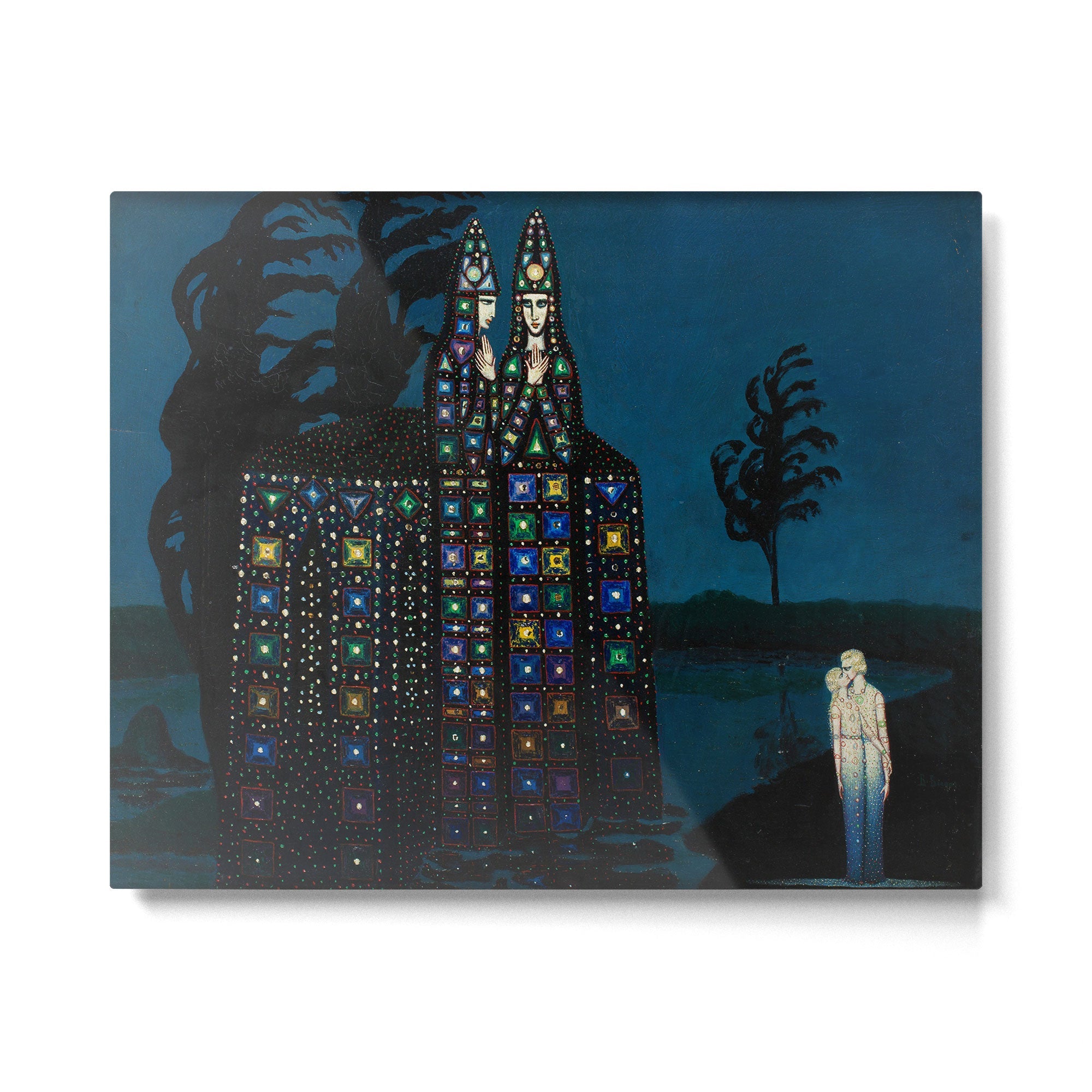 Confirmation of Love,' Magical Realism Portrait Painting by Boles����aw Biegas Metal Print