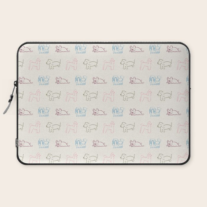 4 Pup Pals Doodle Laptop Sleeve