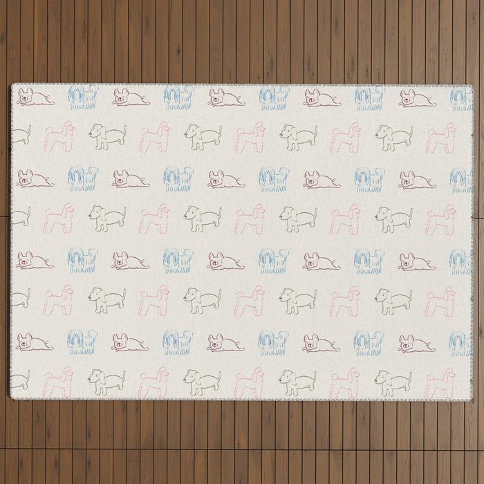 4 Pup Pals Doodle Outdoor Rug