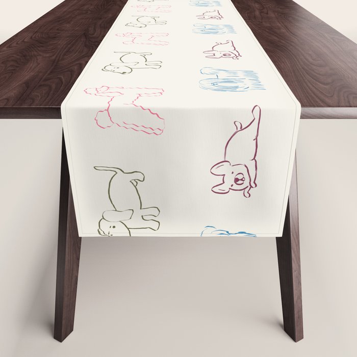 4 Pup Pals Doodle Table Runner