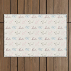 4 Pup Pals Doodle Outdoor Rug