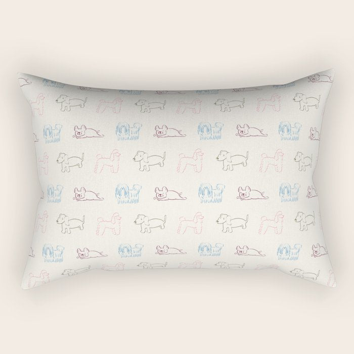 4 Pup Pals Doodle Rectangular Pillow