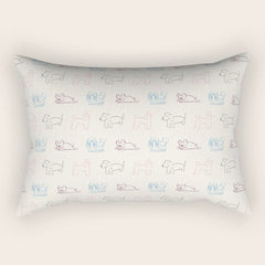 4 Pup Pals Doodle Rectangular Pillow