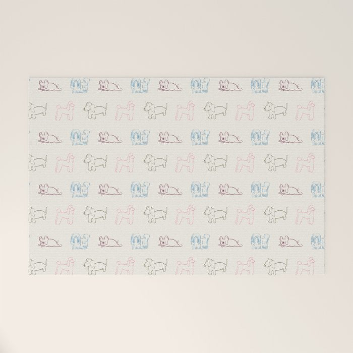 4 Pup Pals Doodle Welcome Mat