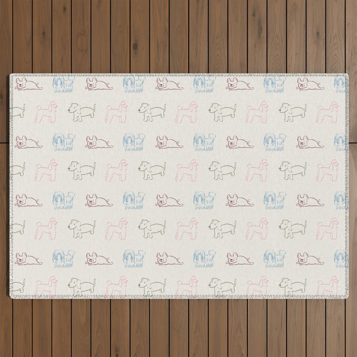 4 Pup Pals Doodle Outdoor Rug