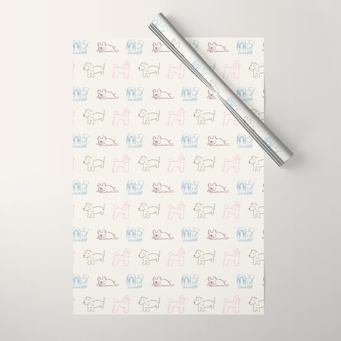 4 Pup Pals Doodle Wrapping Paper