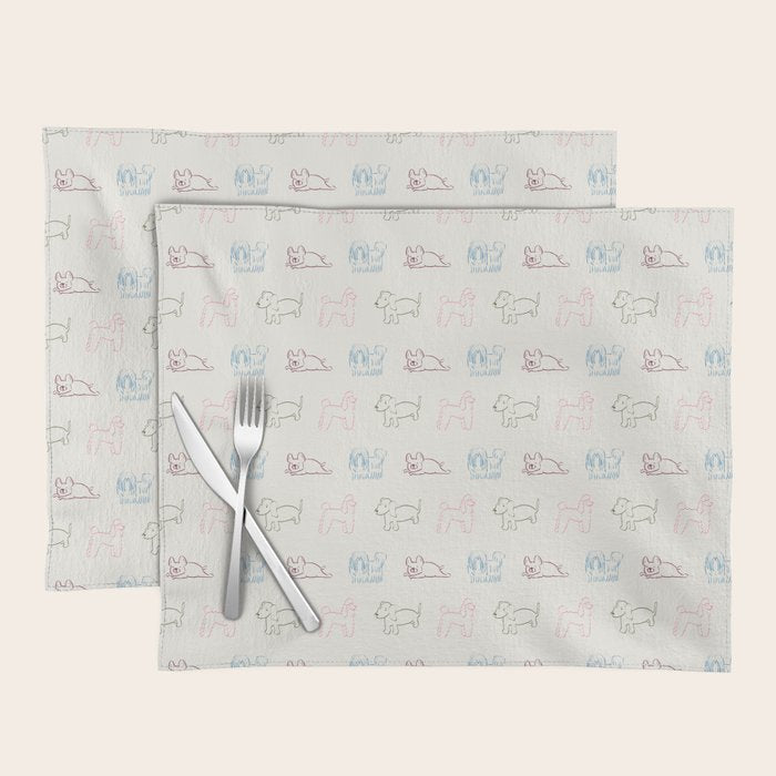 4 Pup Pals Doodle Placemat