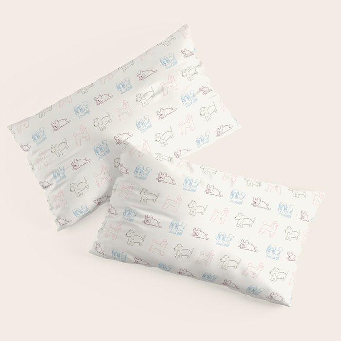 4 Pup Pals Doodle Pillow Sham