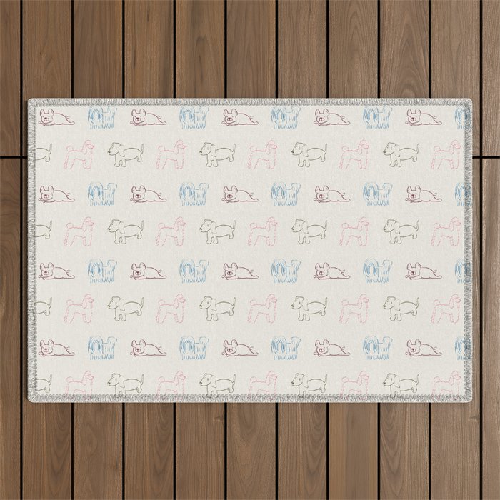 4 Pup Pals Doodle Outdoor Rug