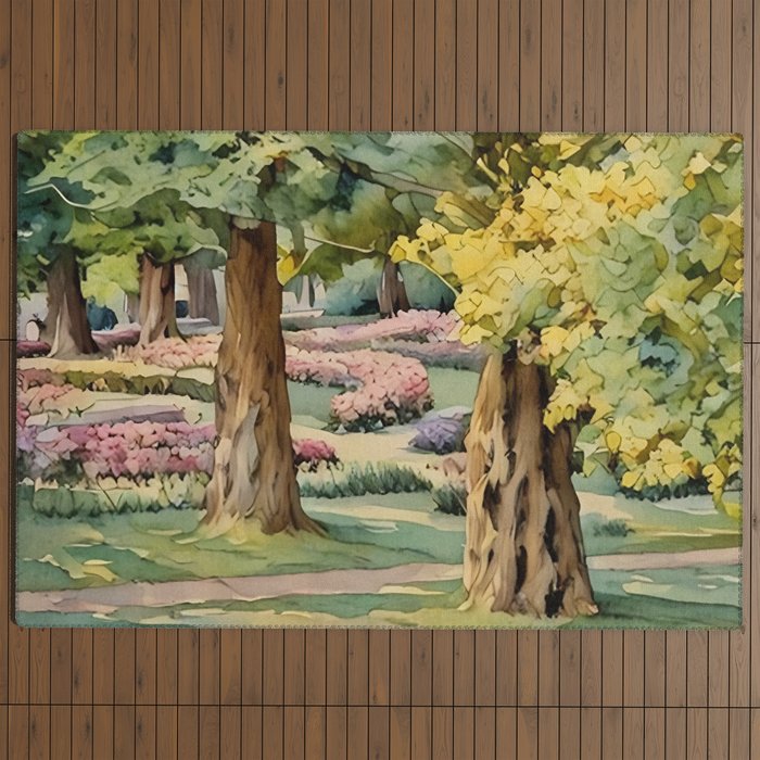 A beautiful day at the park Outdoor Rug