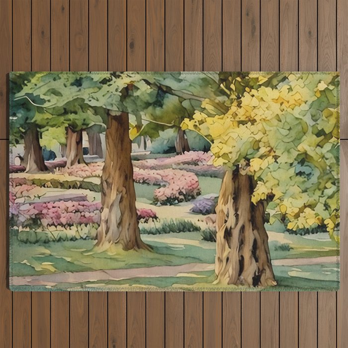 A beautiful day at the park Outdoor Rug