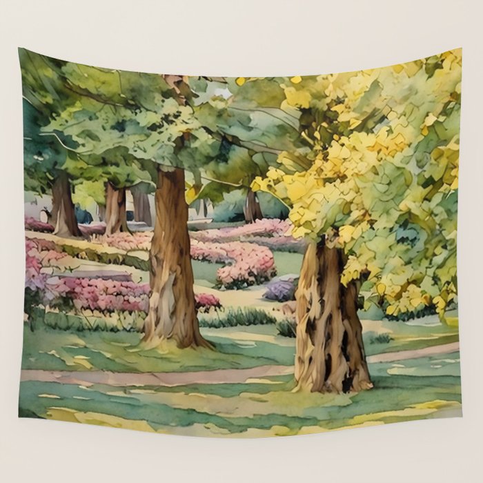 A beautiful day at the park Wall Tapestry