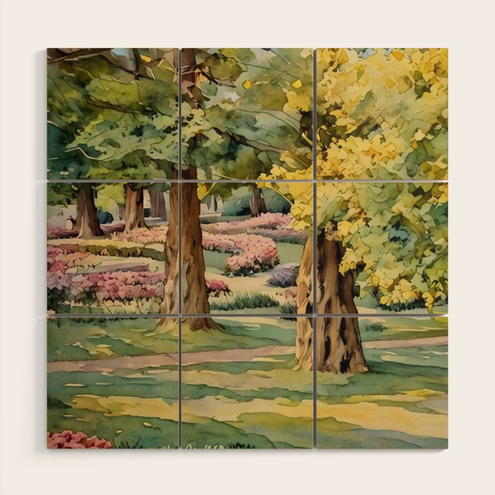 A beautiful day at the park Wood Wall Art