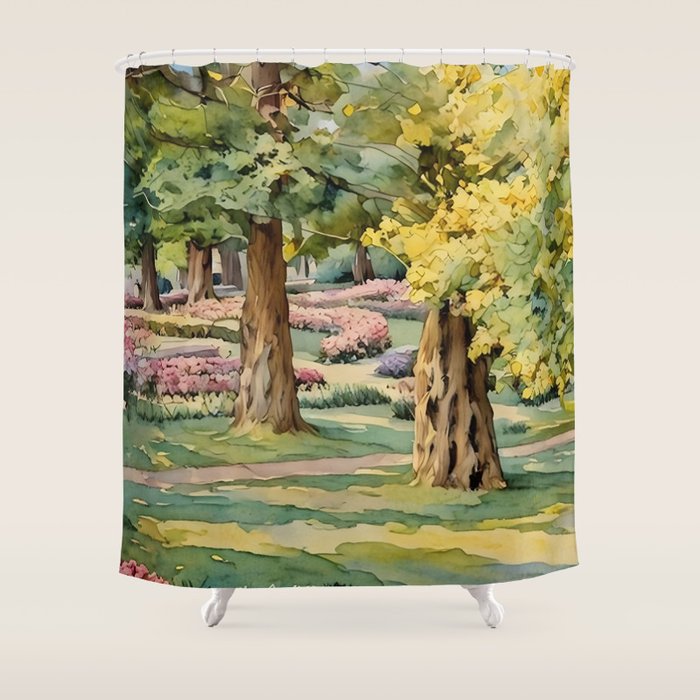 A beautiful day at the park Shower Curtain