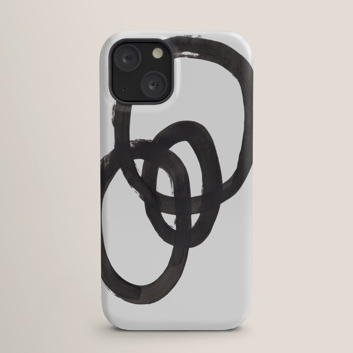 And I Op' Minimalist Ink Line Drawing Abstract Black Brush Strokes Modern Funky Maze by Ejaaz Haniff  iPhone Case