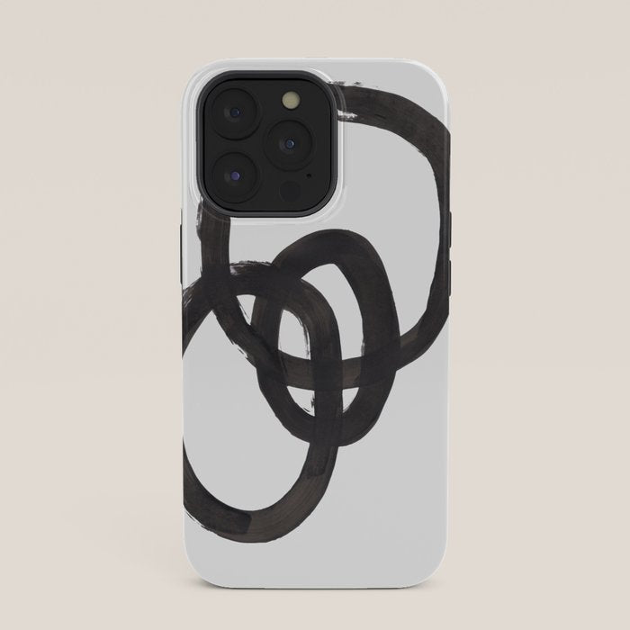 And I Op' Minimalist Ink Line Drawing Abstract Black Brush Strokes Modern Funky Maze by Ejaaz Haniff  iPhone Case