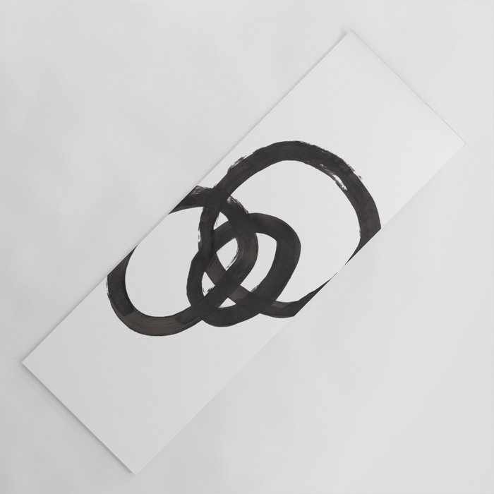 And I Op' Minimalist Ink Line Drawing Abstract Black Brush Strokes Modern Funky Maze by Ejaaz Haniff  Yoga Mat