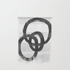 And I Op' Minimalist Ink Line Drawing Abstract Black Brush Strokes Modern Funky Maze by Ejaaz Haniff  Wall Hanging