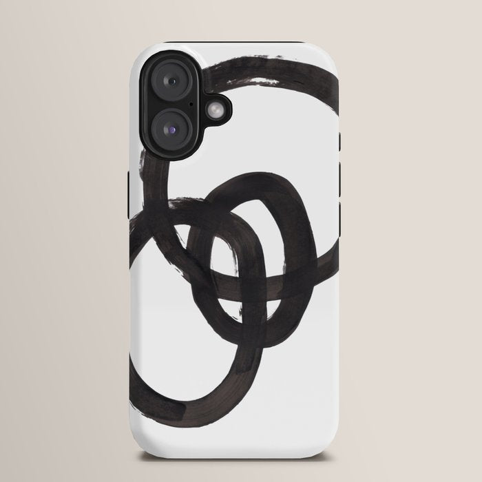 And I Op' Minimalist Ink Line Drawing Abstract Black Brush Strokes Modern Funky Maze by Ejaaz Haniff  iPhone Case