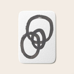 And I Op' Minimalist Ink Line Drawing Abstract Black Brush Strokes Modern Funky Maze by Ejaaz Haniff  Bath Mat