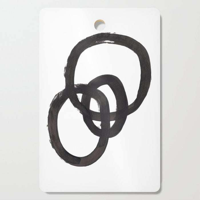 And I Op' Minimalist Ink Line Drawing Abstract Black Brush Strokes Modern Funky Maze by Ejaaz Haniff  Cutting Board