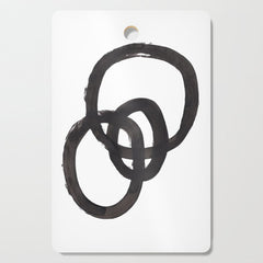 And I Op' Minimalist Ink Line Drawing Abstract Black Brush Strokes Modern Funky Maze by Ejaaz Haniff  Cutting Board