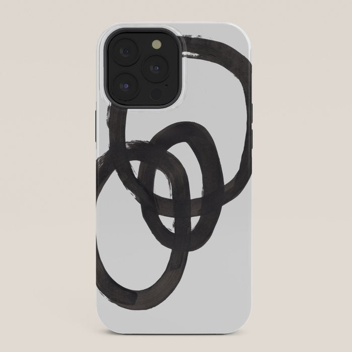 And I Op' Minimalist Ink Line Drawing Abstract Black Brush Strokes Modern Funky Maze by Ejaaz Haniff  iPhone Case
