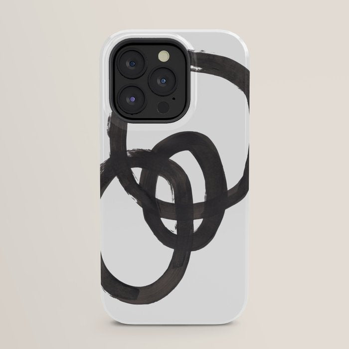 And I Op' Minimalist Ink Line Drawing Abstract Black Brush Strokes Modern Funky Maze by Ejaaz Haniff  iPhone Case