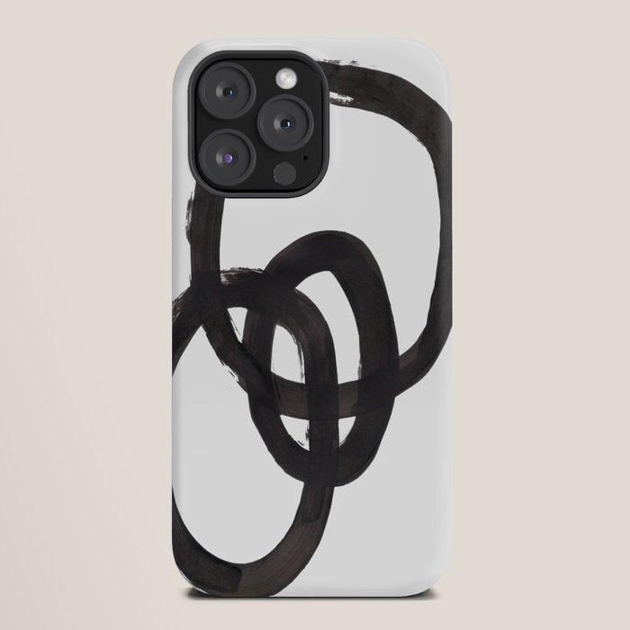 And I Op' Minimalist Ink Line Drawing Abstract Black Brush Strokes Modern Funky Maze by Ejaaz Haniff  iPhone Case