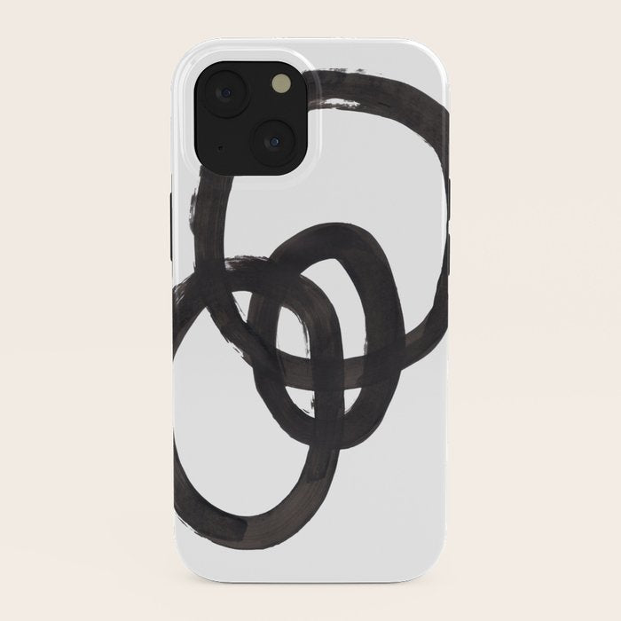 And I Op' Minimalist Ink Line Drawing Abstract Black Brush Strokes Modern Funky Maze by Ejaaz Haniff  iPhone Case