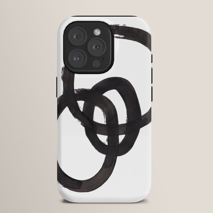 And I Op' Minimalist Ink Line Drawing Abstract Black Brush Strokes Modern Funky Maze by Ejaaz Haniff  iPhone Case